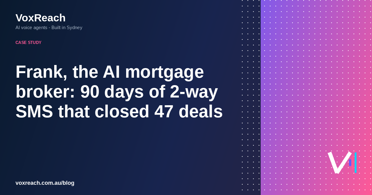Frank, the AI mortgage broker: 90 days of 2-way SMS that closed 47 deals
